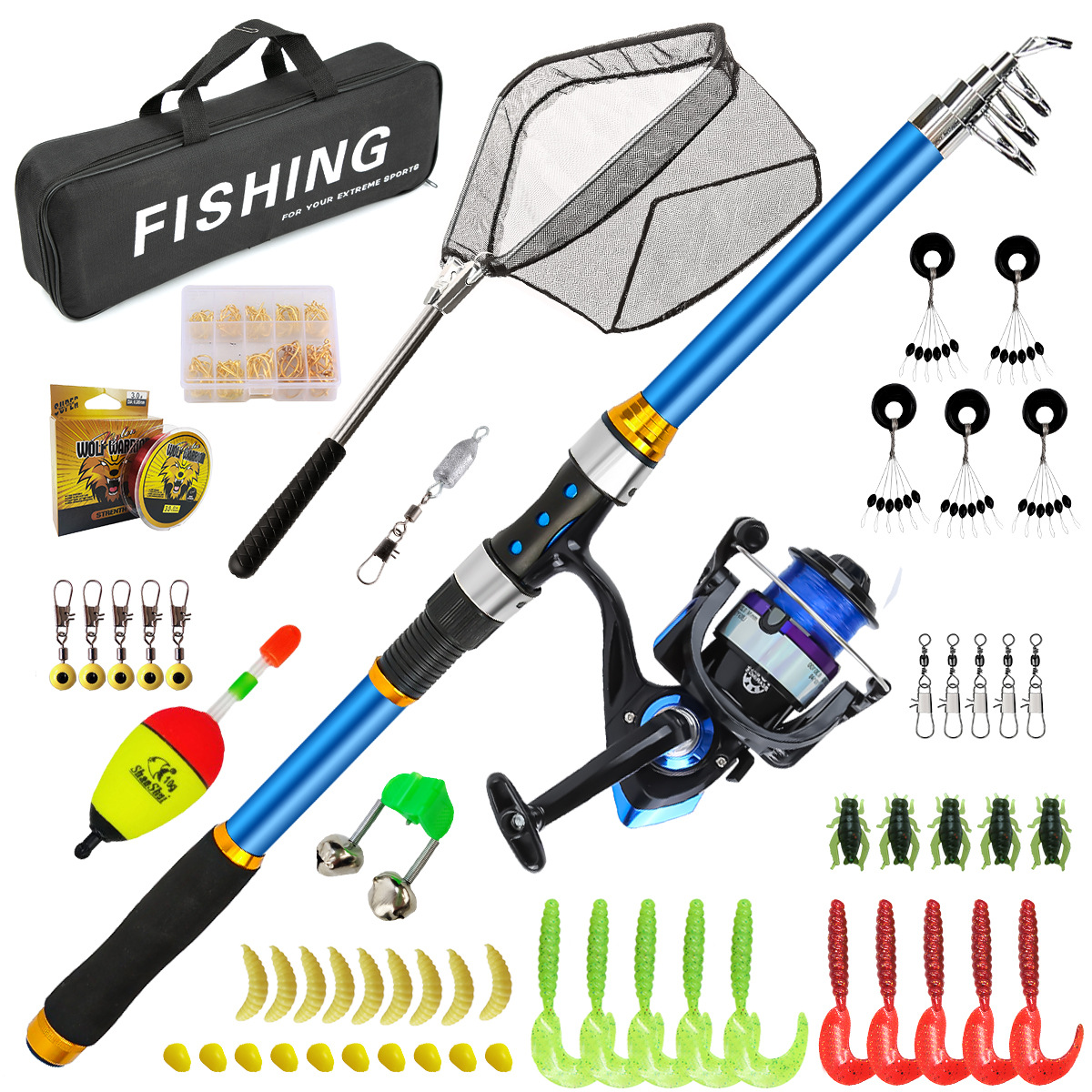Fishing Equipment For Kids - 2.1-3.6M Telescopic Glass Fiber Fishing Rod