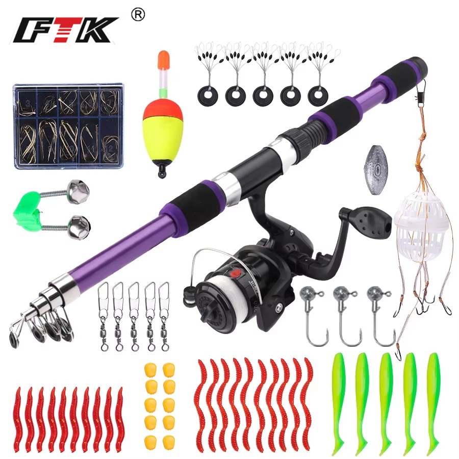 Fishing Equipment For Kids - FTK 1.8M Portable Spinning Fishing Rod
